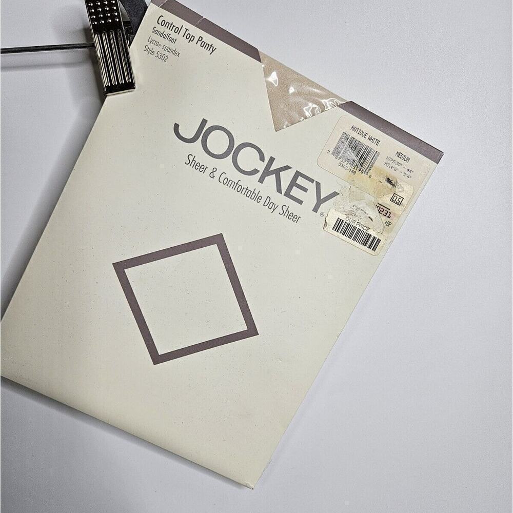 Vtg Jockey For Her Control Top Pantyhose Sandalfoot Antique White Medium USA